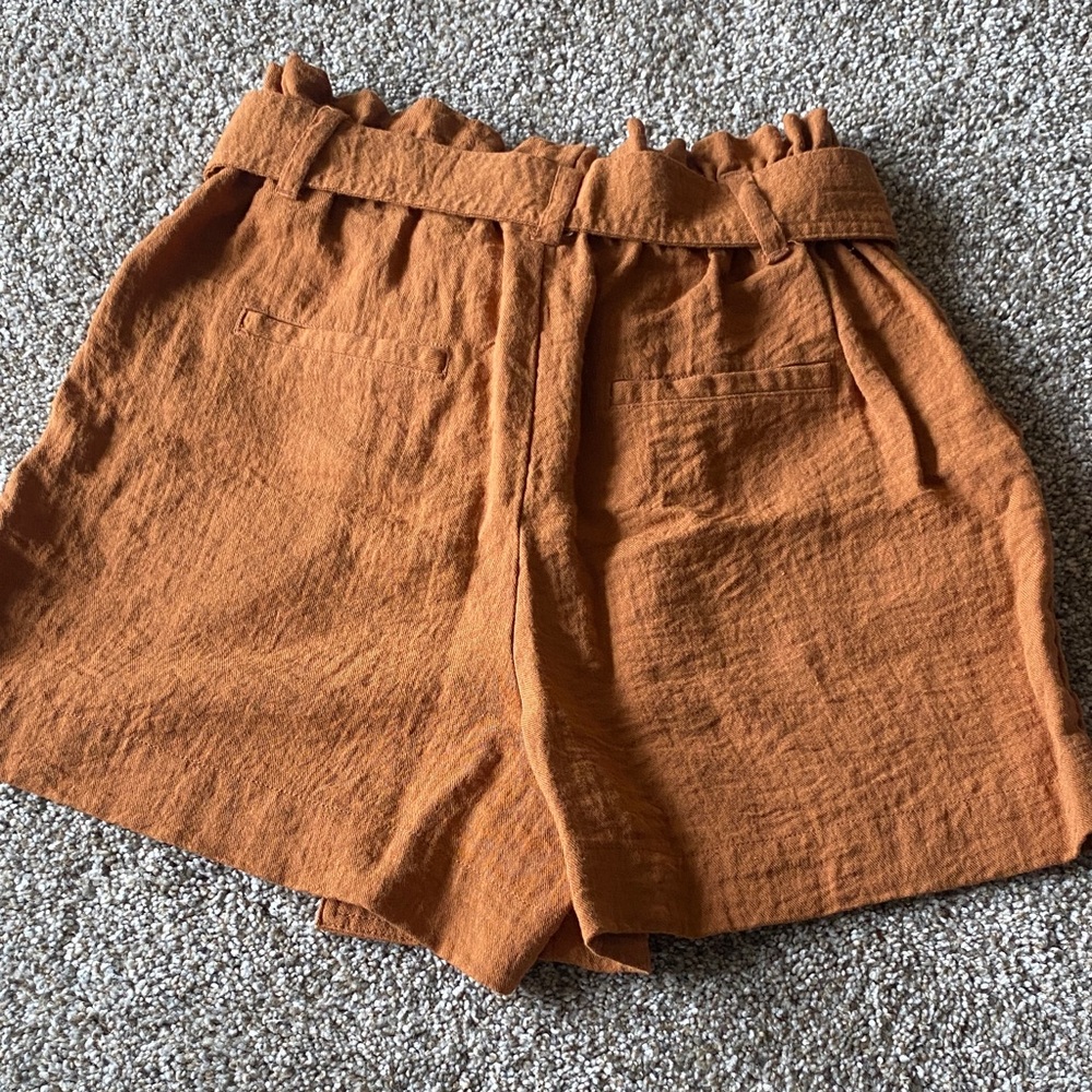 a new day Women's High Waist Rust/Tan Shorts with Tie Belt G - Picture 3 of 3